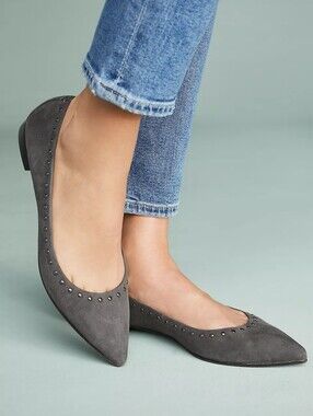 Frye Blue Suede Studded Pointed Toe Flats Size 6